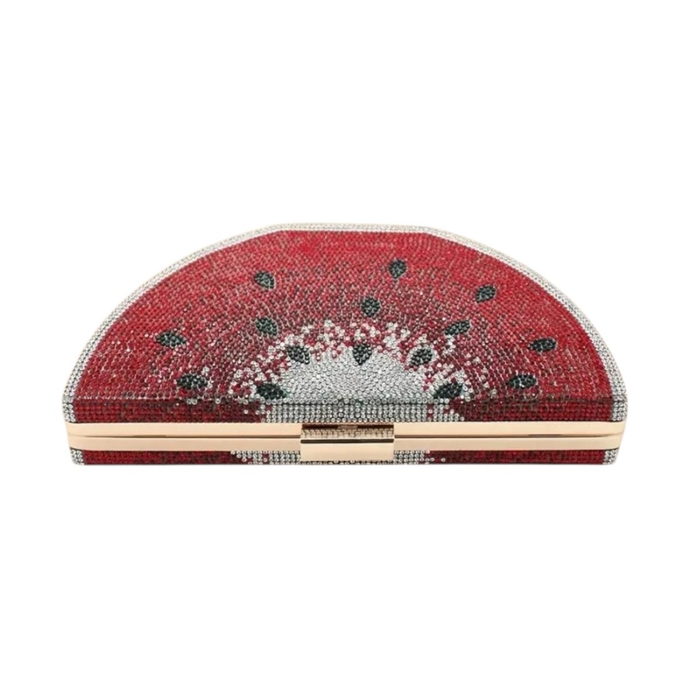 Women’s Bling Rhinestone Watermelon Clutch Evening Bag Wedding Prom Festival - Picture 5 of 7